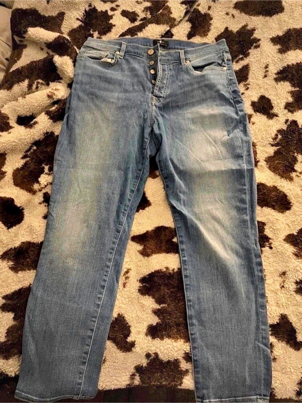 7 For All Mankind Blue Straight Leg Jeans